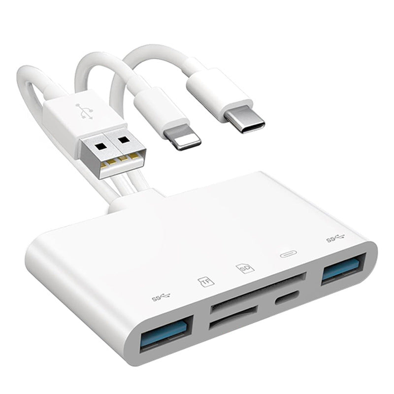 AP541 USB mobile phone card reader is suitable for Apple and Android USB five-in-one multi-functional mobile phone card reader conversion connector