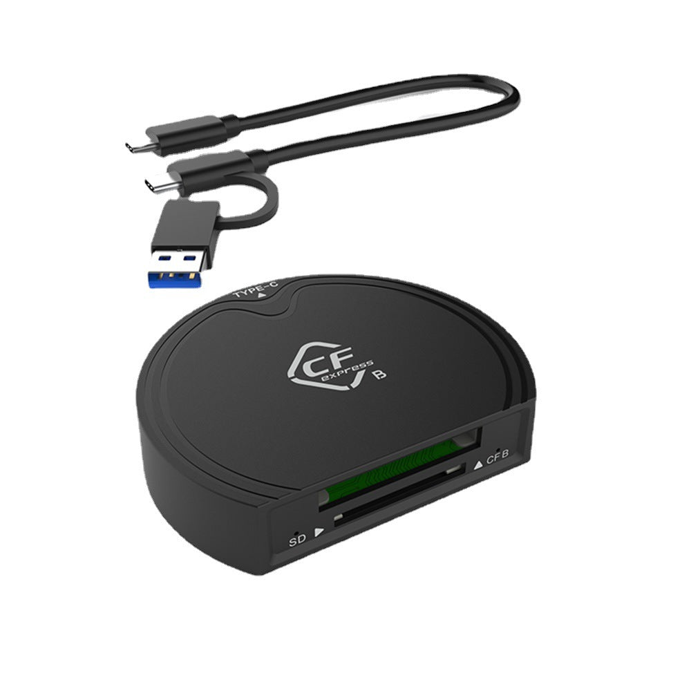 CR328-B CFexpress B/SD4.0 card reader capable of reading two cards simultaneously, supporting USB3.2 10Gbps storage card reader