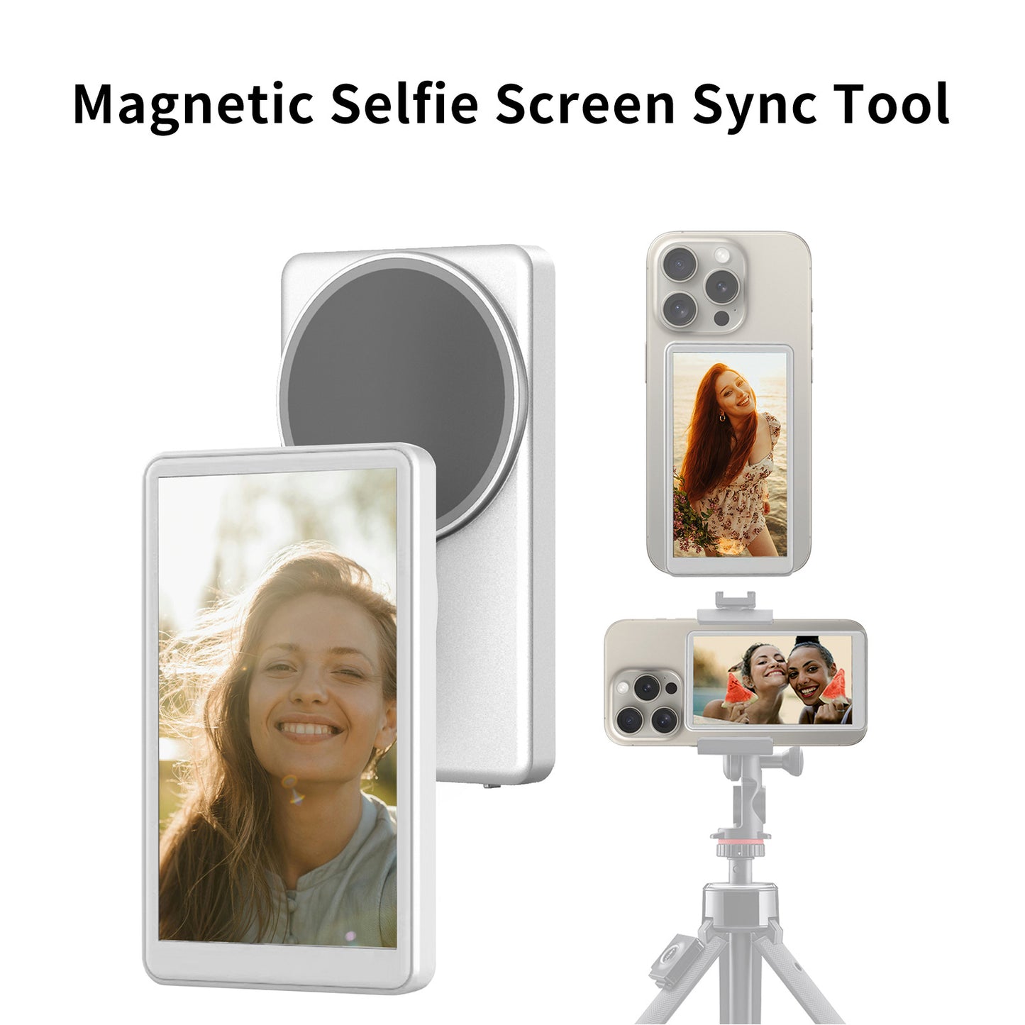 4 Inch Magnetic Phone Vlog Selfie Monitor Screen Big LCD Wireless Back Camera Display for iPhone Android TikTok Live Video Recording Portable Accessory Gift 2025