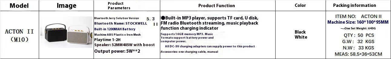 Multi-Function Mini bluetooth Speaker Support USB/TF/FM with Exquisite Retro Design or Travel & Indoor Use