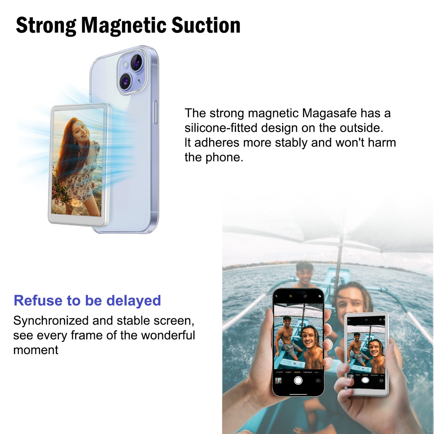 4 Inch Magnetic Phone Vlog Selfie Monitor Screen Big LCD Wireless Back Camera Display for iPhone Android TikTok Live Video Recording Portable Accessory Gift 2025