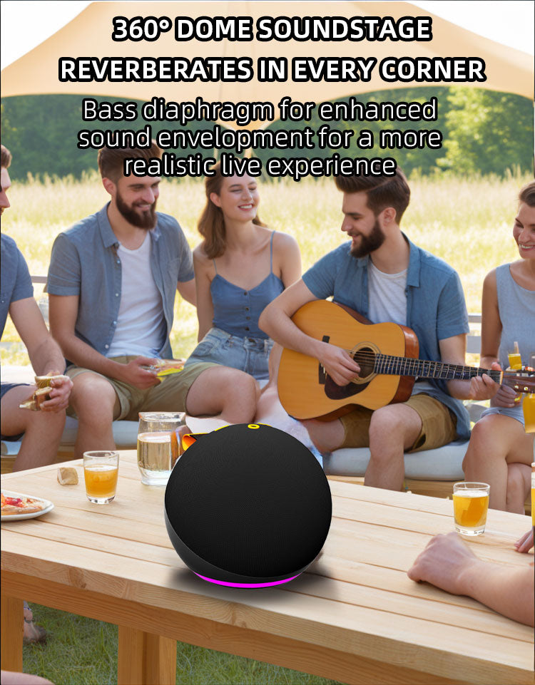 Portable RGB LED Bluetooth Speaker, Wireless Desktop Subwoofer with Colorful Lights, Battery Powered for Home and Outdoor
