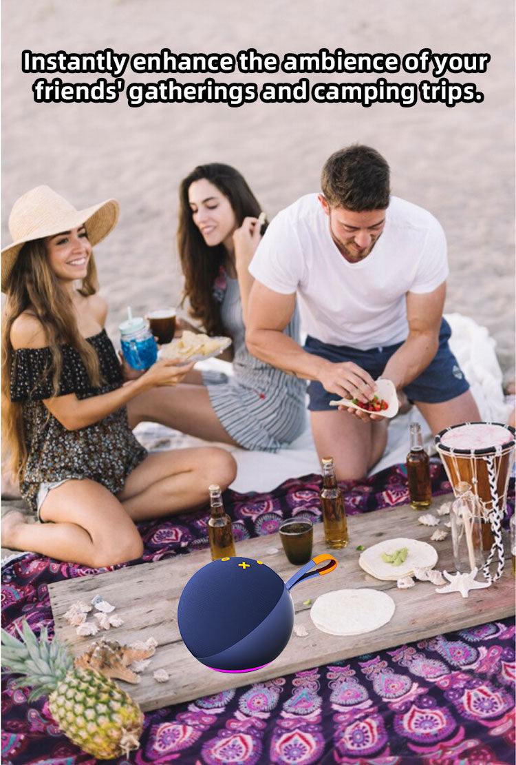 Portable RGB LED Bluetooth Speaker, Wireless Desktop Subwoofer with Colorful Lights, Battery Powered for Home and Outdoor