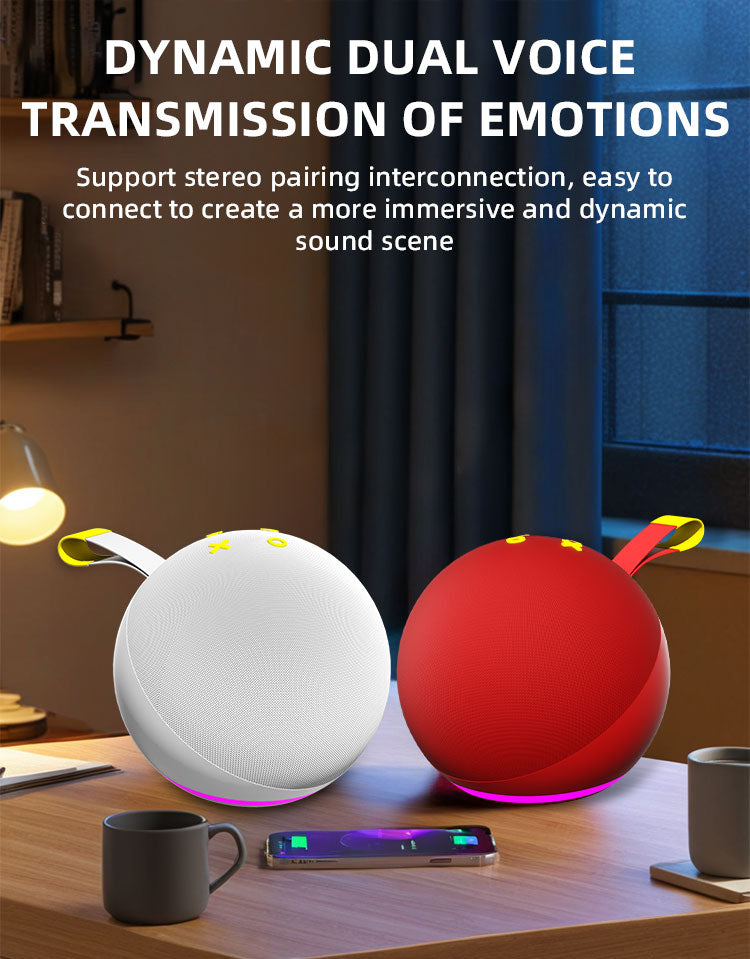 Portable RGB LED Bluetooth Speaker, Wireless Desktop Subwoofer with Colorful Lights, Battery Powered for Home and Outdoor