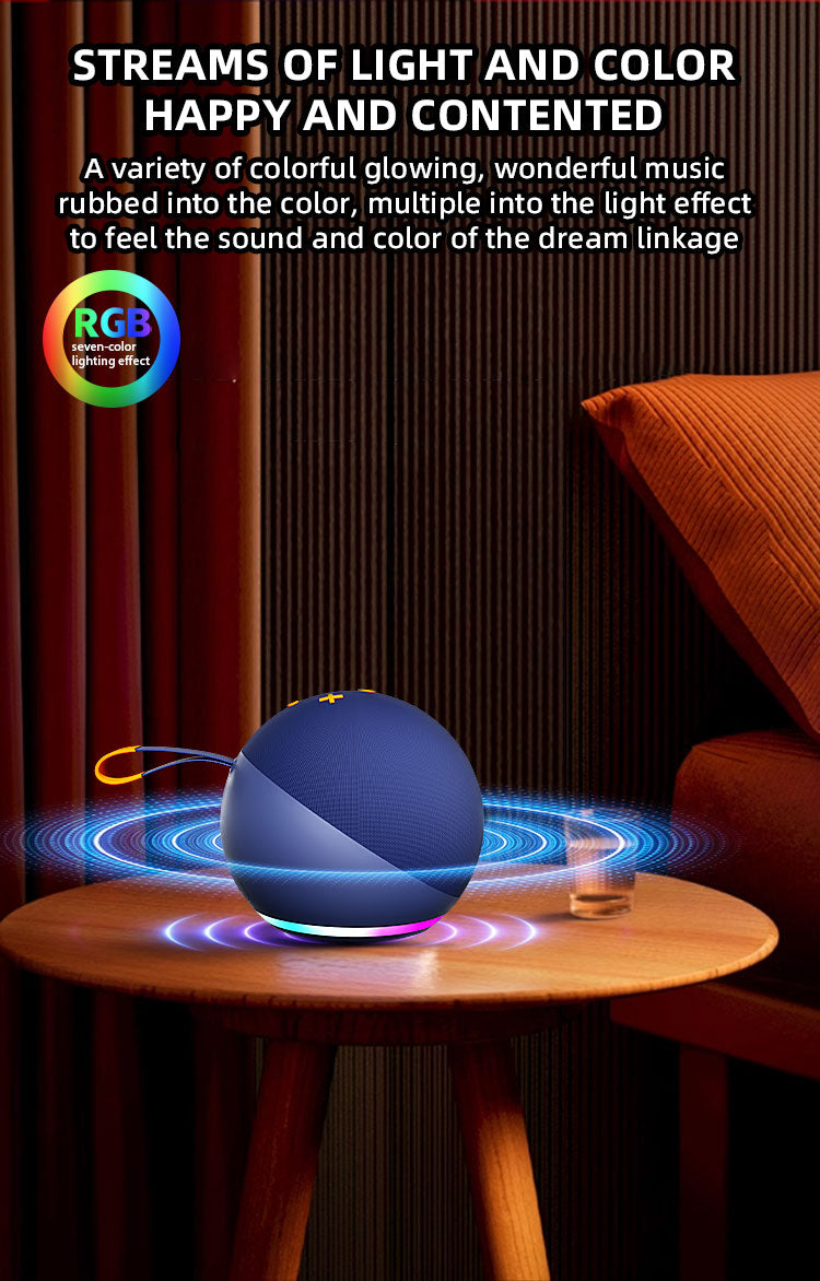 Portable RGB LED Bluetooth Speaker, Wireless Desktop Subwoofer with Colorful Lights, Battery Powered for Home and Outdoor