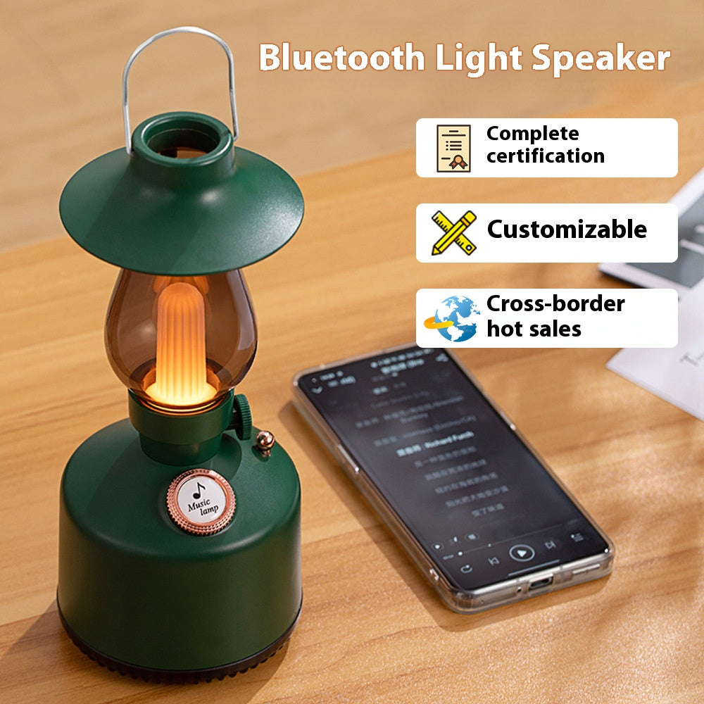 Retro Lantern Wireless Charger with Bluetooth Speaker Fast Charging Alarm Clock and Ambient Night Light