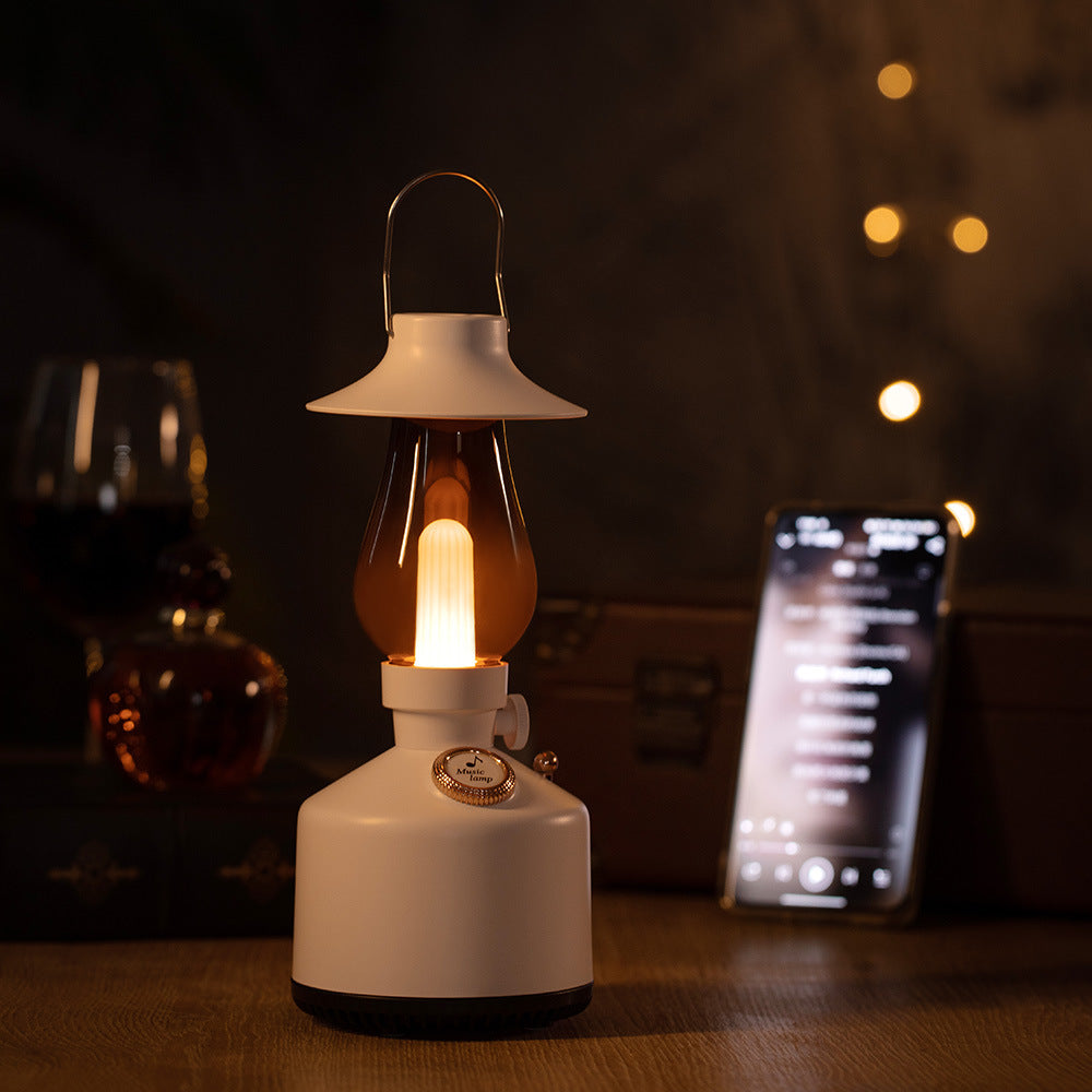 Retro Lantern Wireless Charger with Bluetooth Speaker Fast Charging Alarm Clock and Ambient Night Light