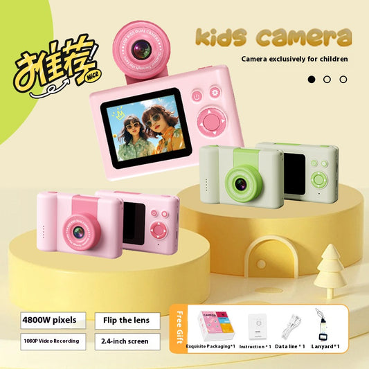 1080P Kids Digital Camera 3 Inch Touch Screen Dual Front Rear Cameras Toddler Video Recorder WiFi SD Card Birthday Gift for Children Age 3-8
