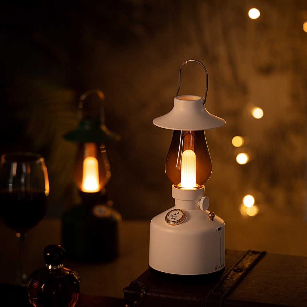 Retro Lantern Wireless Charger with Bluetooth Speaker Fast Charging Alarm Clock and Ambient Night Light
