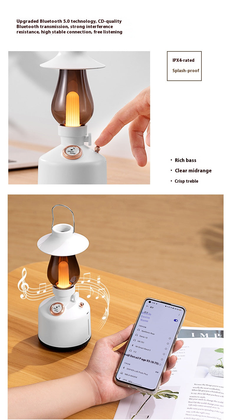 Retro Lantern Wireless Charger with Bluetooth Speaker Fast Charging Alarm Clock and Ambient Night Light