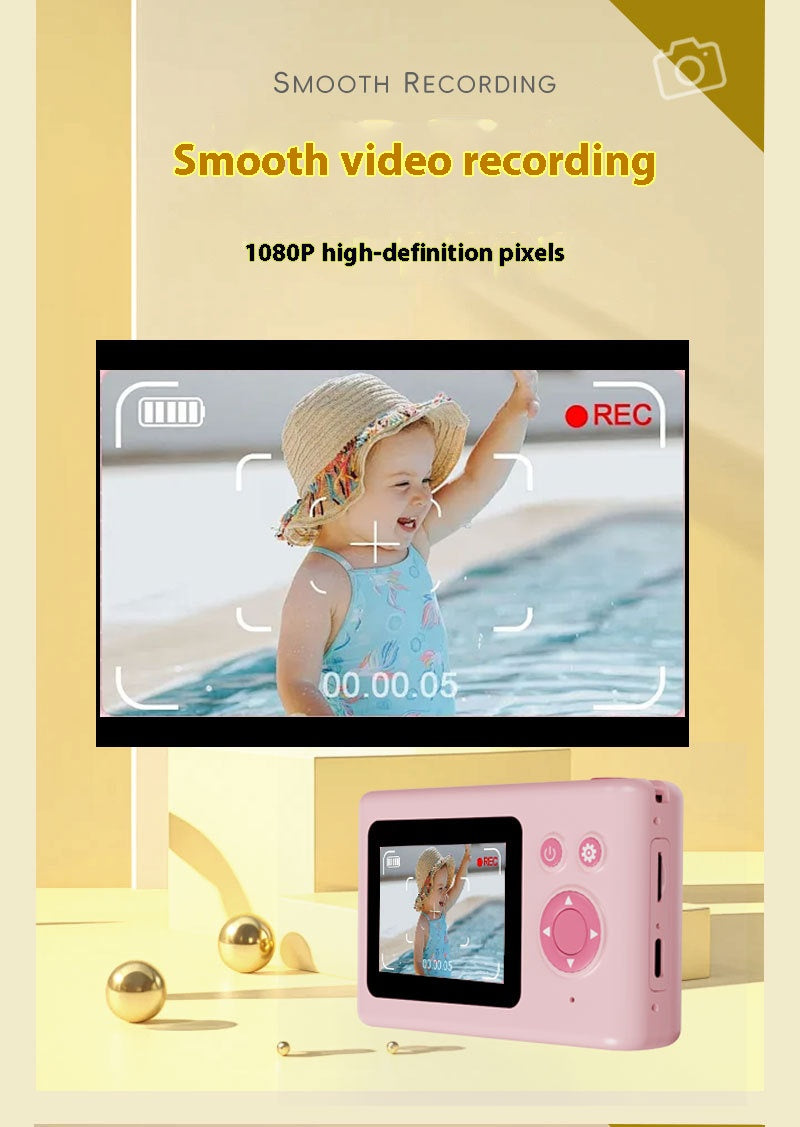 1080P Kids Digital Camera 3 Inch Touch Screen Dual Front Rear Cameras Toddler Video Recorder WiFi SD Card Birthday Gift for Children Age 3-8