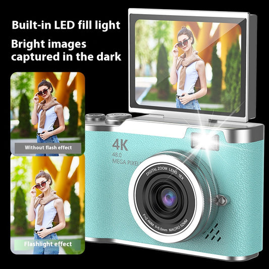 4K Kids Digital Camera Mirrorless Voice Control Cheese Selfie Interchangeable Lens 44MP CCD Sensor SD Card Toddler Toy for Age 5-12 Birthday Gift