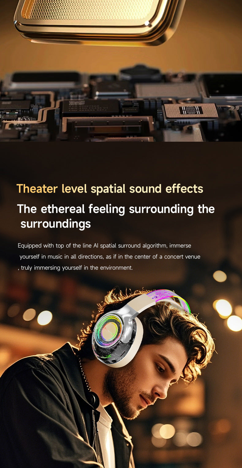 Wireless ANC Over Ear Gaming Headset with Mic RGB Lights 360 Surround Sound Bluetooth Noise Cancelling for PC PS5 Xbox Gift 2025
