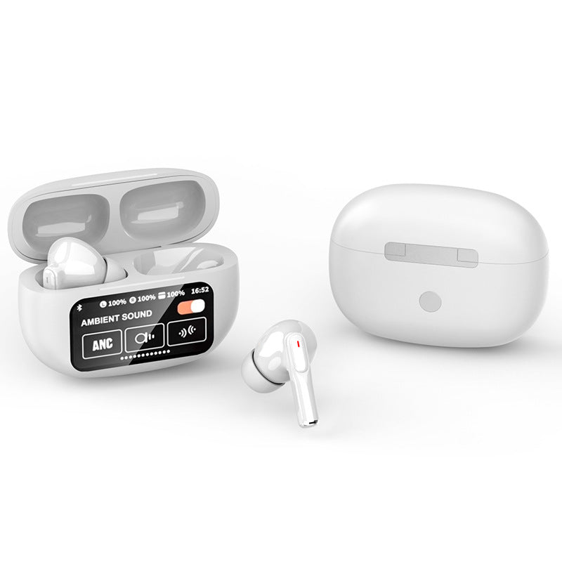 Touchscreen Wireless Earbuds with ANC Bluetooth 5.4 Adjustable EQ Noise Cancelling Earphones for Sports Gaming Music