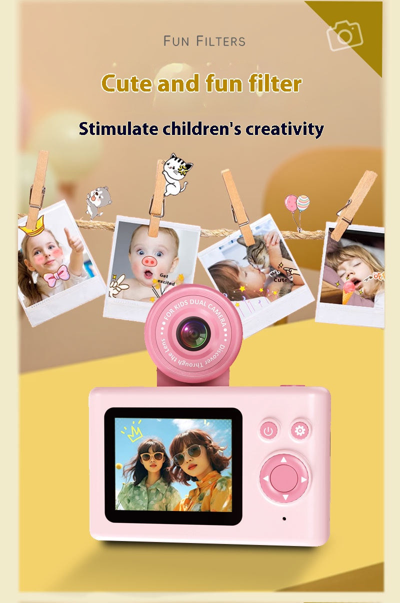 1080P Kids Digital Camera 3 Inch Touch Screen Dual Front Rear Cameras Toddler Video Recorder WiFi SD Card Birthday Gift for Children Age 3-8