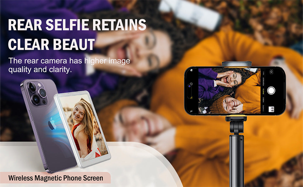 4 Inch Magnetic Phone Vlog Selfie Monitor Screen Big LCD Wireless Back Camera Display for iPhone Android TikTok Live Video Recording Portable Accessory Gift 2025