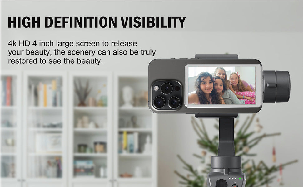 4 Inch Magnetic Phone Vlog Selfie Monitor Screen Big LCD Wireless Back Camera Display for iPhone Android TikTok Live Video Recording Portable Accessory Gift 2025