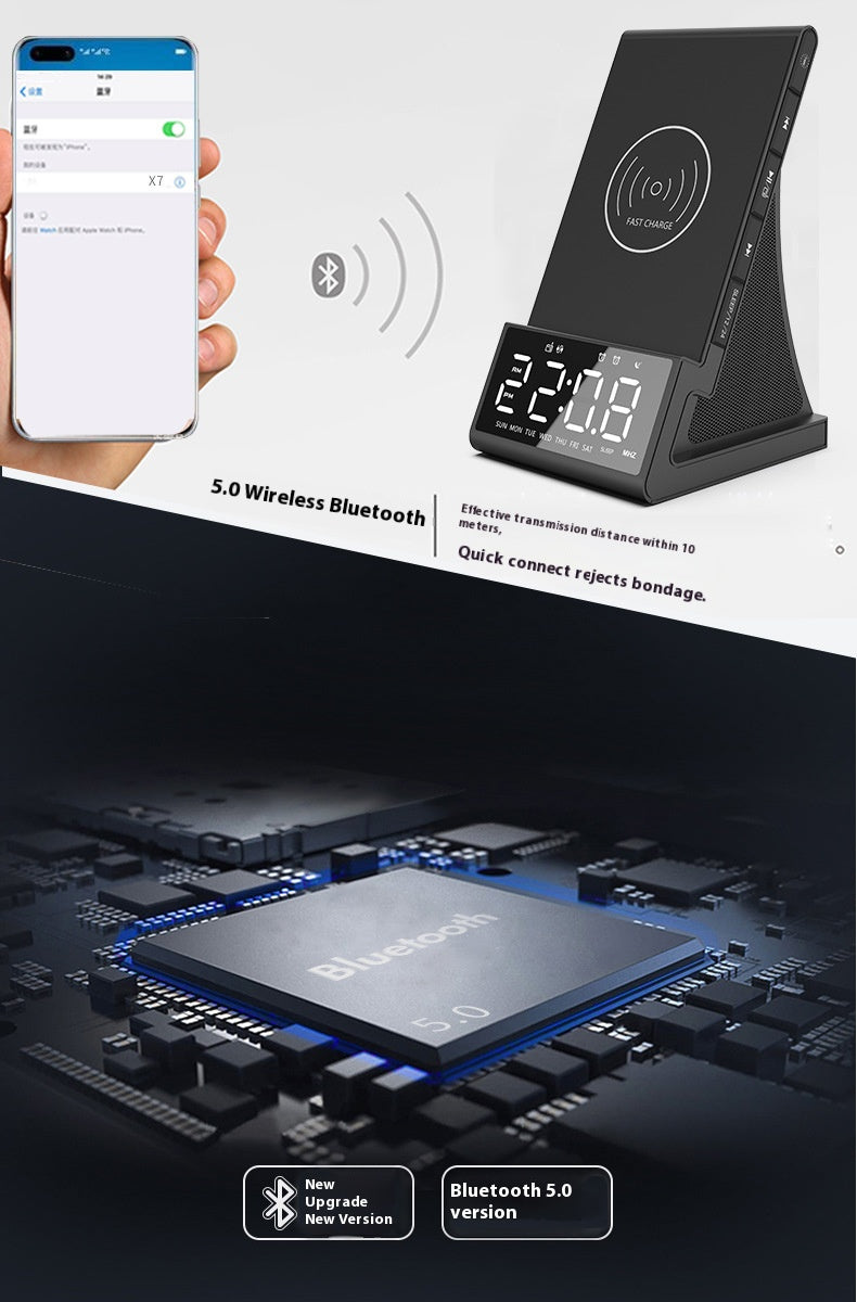 3 in 1 Wireless Charger Speaker Clock Stand Compatible with iPhone  Qi-Enabled Phones Fast Charging Dock