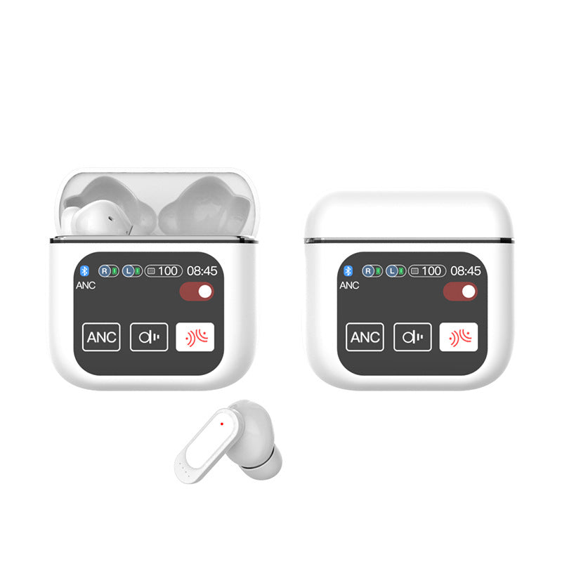 Touchscreen Wireless Earbuds with ANC Bluetooth 5.4 Adjustable EQ Noise Cancelling Earphones for Sports Gaming Music