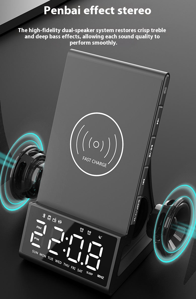 3 in 1 Wireless Charger Speaker Clock Stand Compatible with iPhone  Qi-Enabled Phones Fast Charging Dock