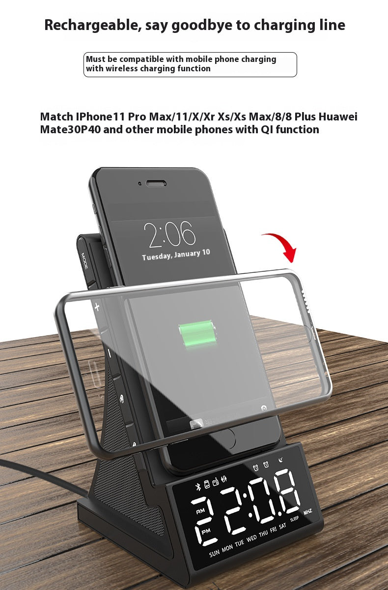 3 in 1 Wireless Charger Speaker Clock Stand Compatible with iPhone  Qi-Enabled Phones Fast Charging Dock