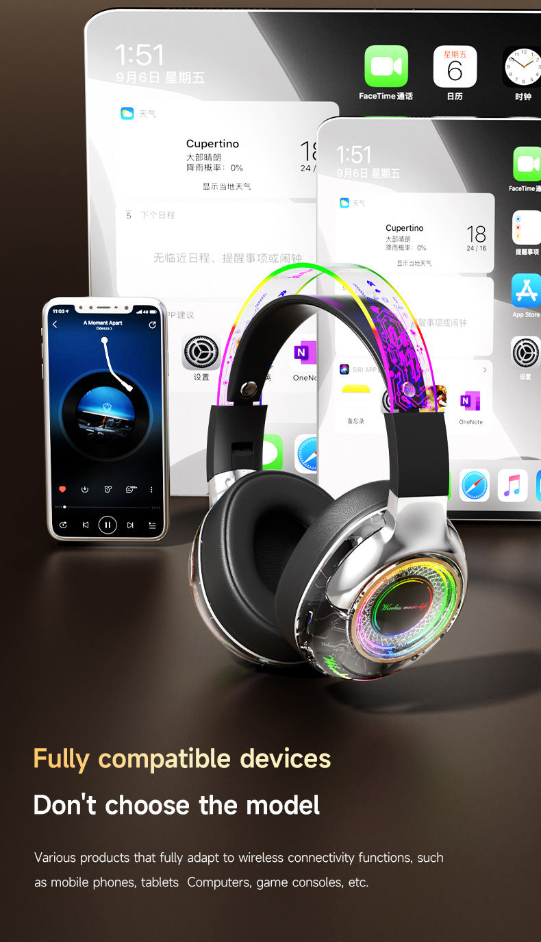 Wireless ANC Over Ear Gaming Headset with Mic RGB Lights 360 Surround Sound Bluetooth Noise Cancelling for PC PS5 Xbox Gift 2025