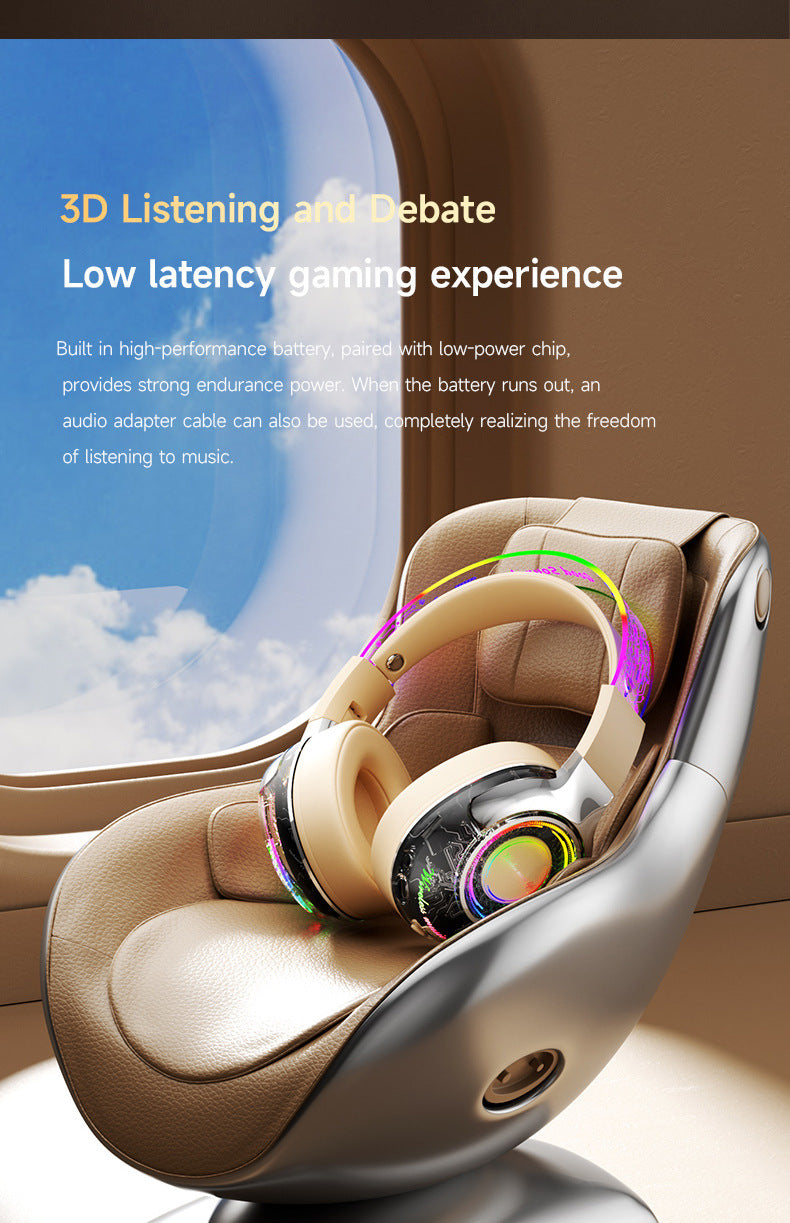 Wireless ANC Over Ear Gaming Headset with Mic RGB Lights 360 Surround Sound Bluetooth Noise Cancelling for PC PS5 Xbox Gift 2025