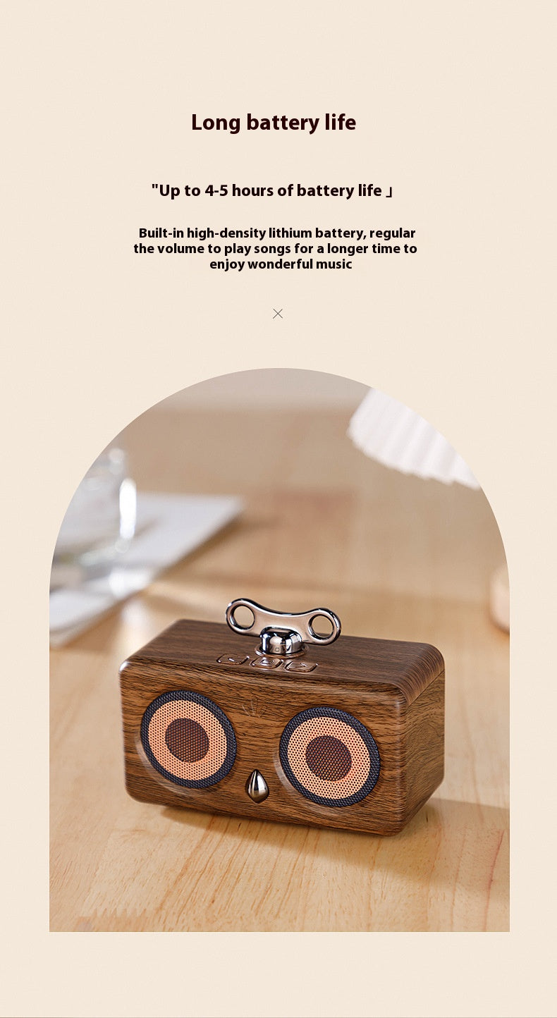 Cute Retro Bluetooth Speaker with Custom Fun Face Design Unique Wooden Gift Idea for Holiday Birthday Home Decor Living Room