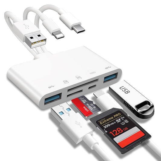 AP541 USB mobile phone card reader is suitable for Apple and Android USB five-in-one multi-functional mobile phone card reader conversion connector