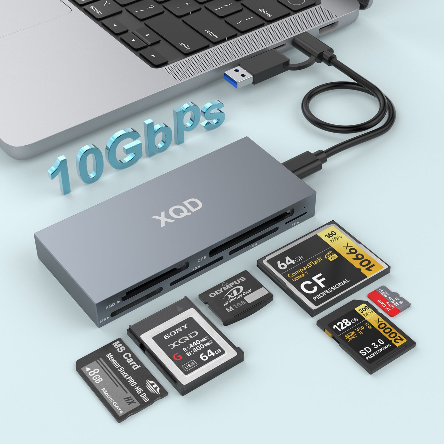 CR359 XQD/SD/TF/MS/XD/CF card reader multi-functional high-speed camera type-C memory card reader