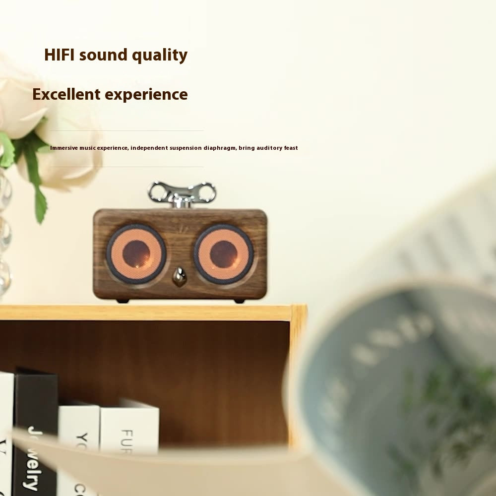 Cute Retro Bluetooth Speaker with Custom Fun Face Design Unique Wooden Gift Idea for Holiday Birthday Home Decor Living Room