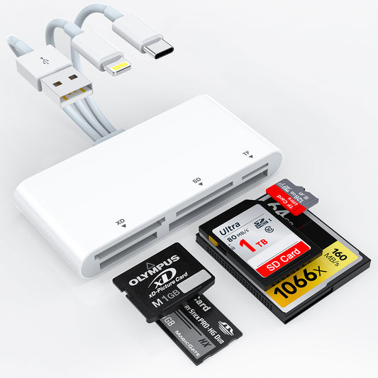 AP447 SD/TF/CF/XD/MS card reader suitable for Apple and Android mobile phones' cameras and OTG multi-functional card reader