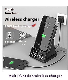3 in 1 Wireless Charger Speaker Clock Stand Compatible with iPhone  Qi-Enabled Phones Fast Charging Dock