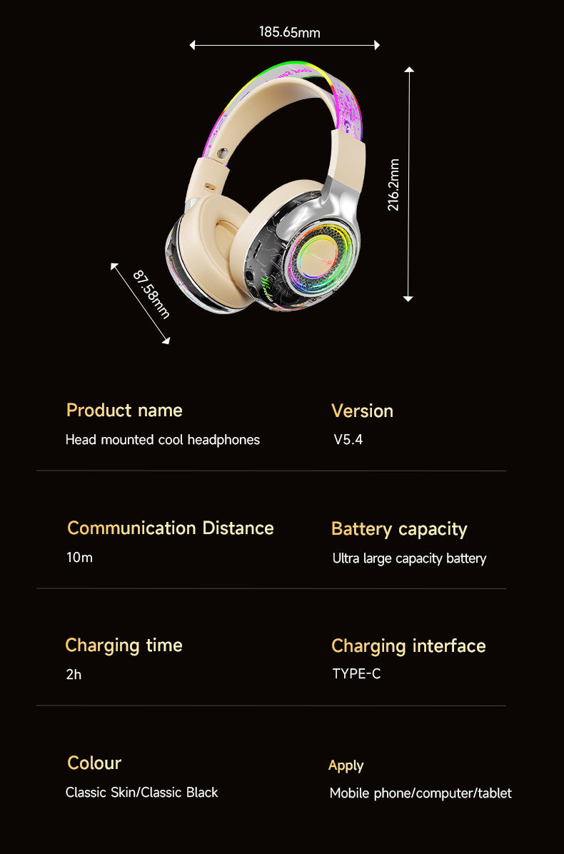 Wireless ANC Over Ear Gaming Headset with Mic RGB Lights 360 Surround Sound Bluetooth Noise Cancelling for PC PS5 Xbox Gift 2025