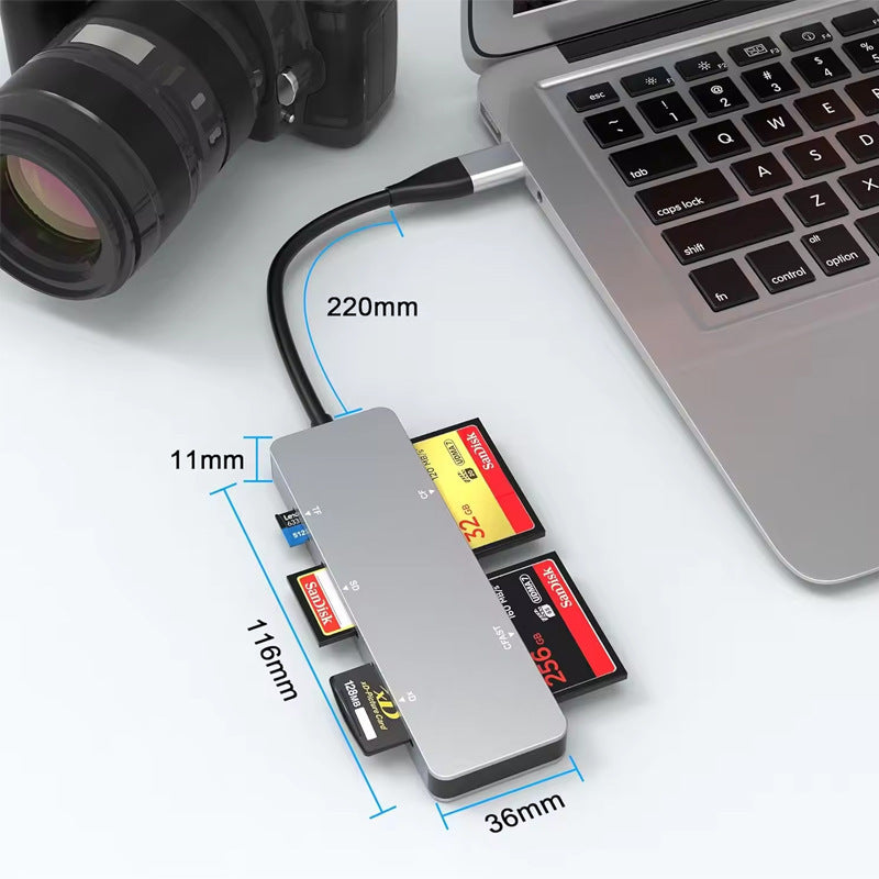 CR307-D Private model 5-card simultaneous reading CFast/CF/XD/SD/TF high-speed USB 3.0/type C card reader