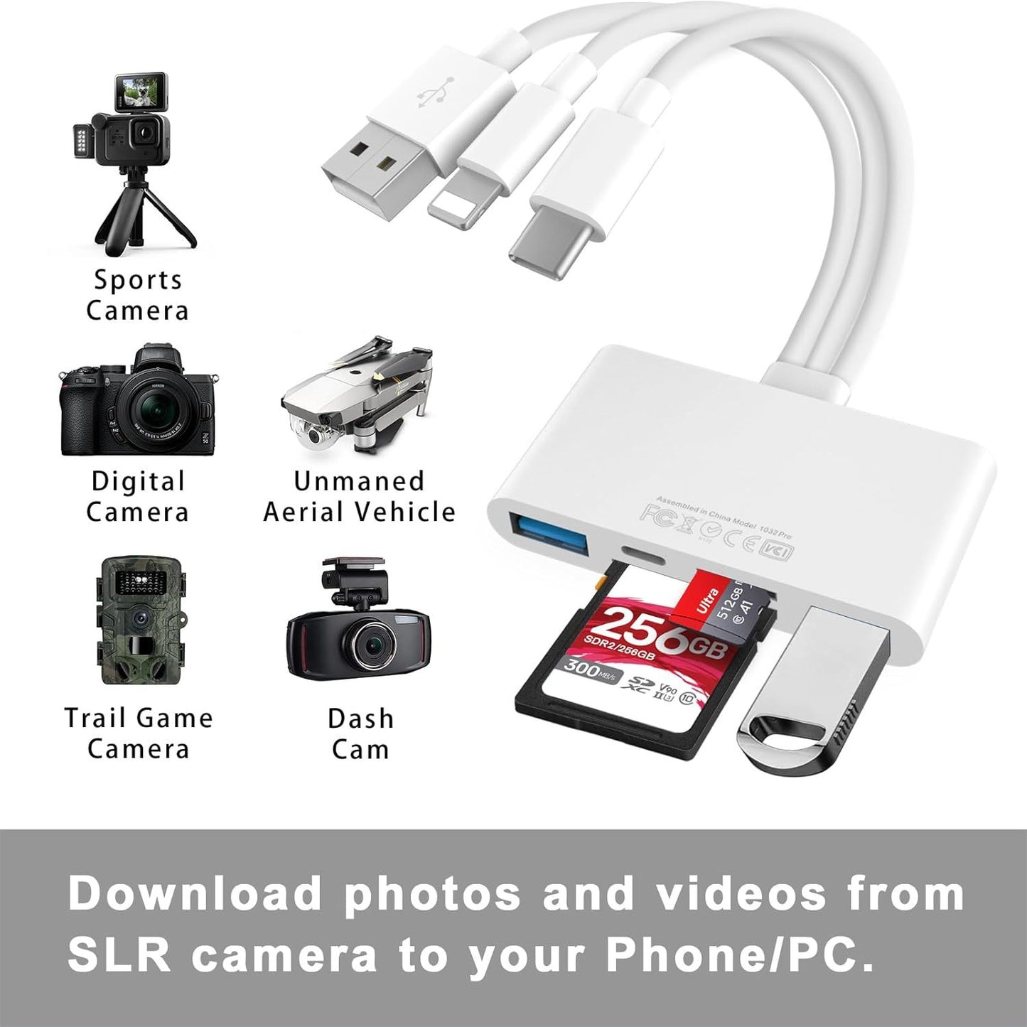 AP541 USB mobile phone card reader is suitable for Apple and Android USB five-in-one multi-functional mobile phone card reader conversion connector