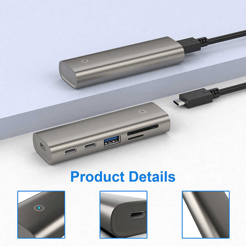 HC463 Six-in-One Type-C HUB Expansion Dock with USB 3.1 Gen2 10Gbps High-Speed SD/TF Card Reader