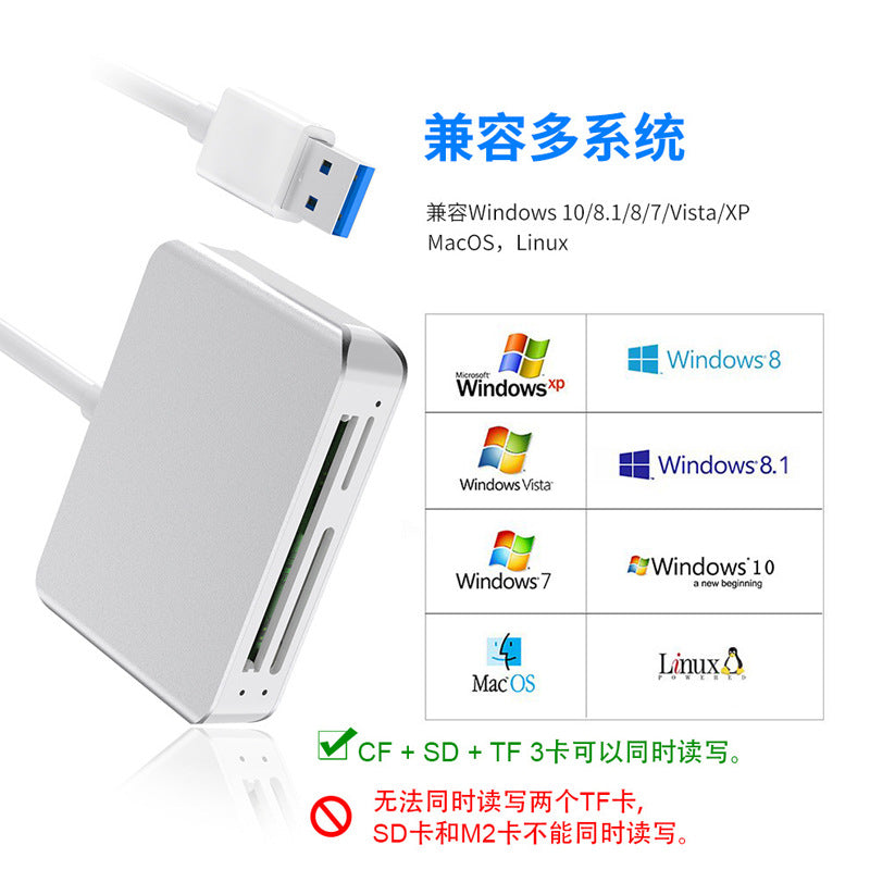 CR306 Rocketek Multi-functional 5-in-1 Photography and Videography USB 3.0 Mobile Phone Computer CF/SD/TF Card Reader