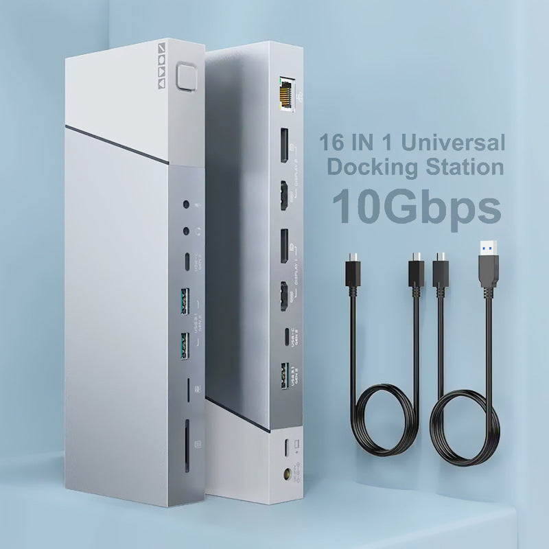 DS933 The 16-in-1 DisplayLink docking station supports multi-screen output for Mac OS and is a versatile docking hub with multiple functions for MST (Multi-Stream Transport)