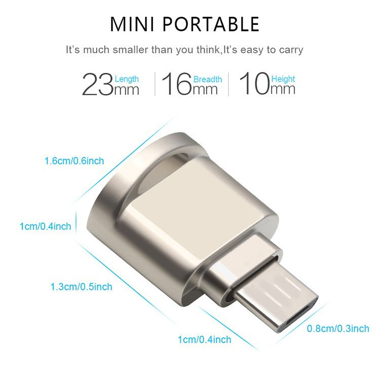 TCR4 Type-C TF card reader is suitable for mobile phones, computers, USB card readers and OTG adapters