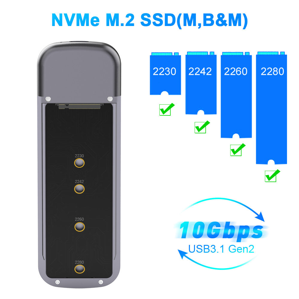 ME902 Rocketek NVME hard drive enclosure in private model, in stock, M.2 type, portable USB 3.1 GEN2 solid-state drive enclosure