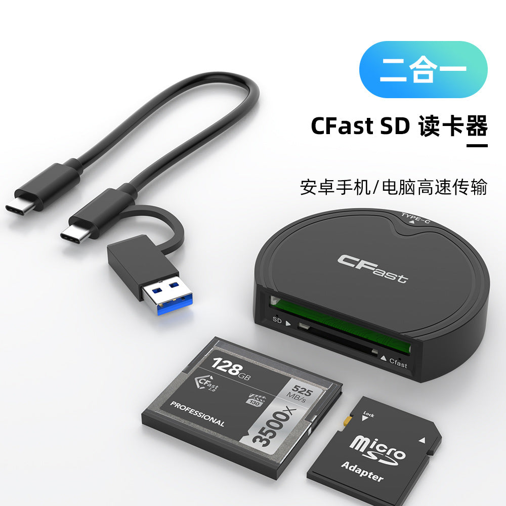 CR328A-1 USB 3.2 Gen2 10Gbps Camera Memory Card CFast/SD Dual-Card Slot Reader