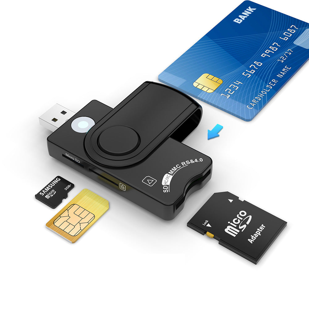 CR310-3.0 USB3.0 Tax filing IC smart card reader - capable of reading various types of smart cards including SD, TF and SIM cards, with multiple functions