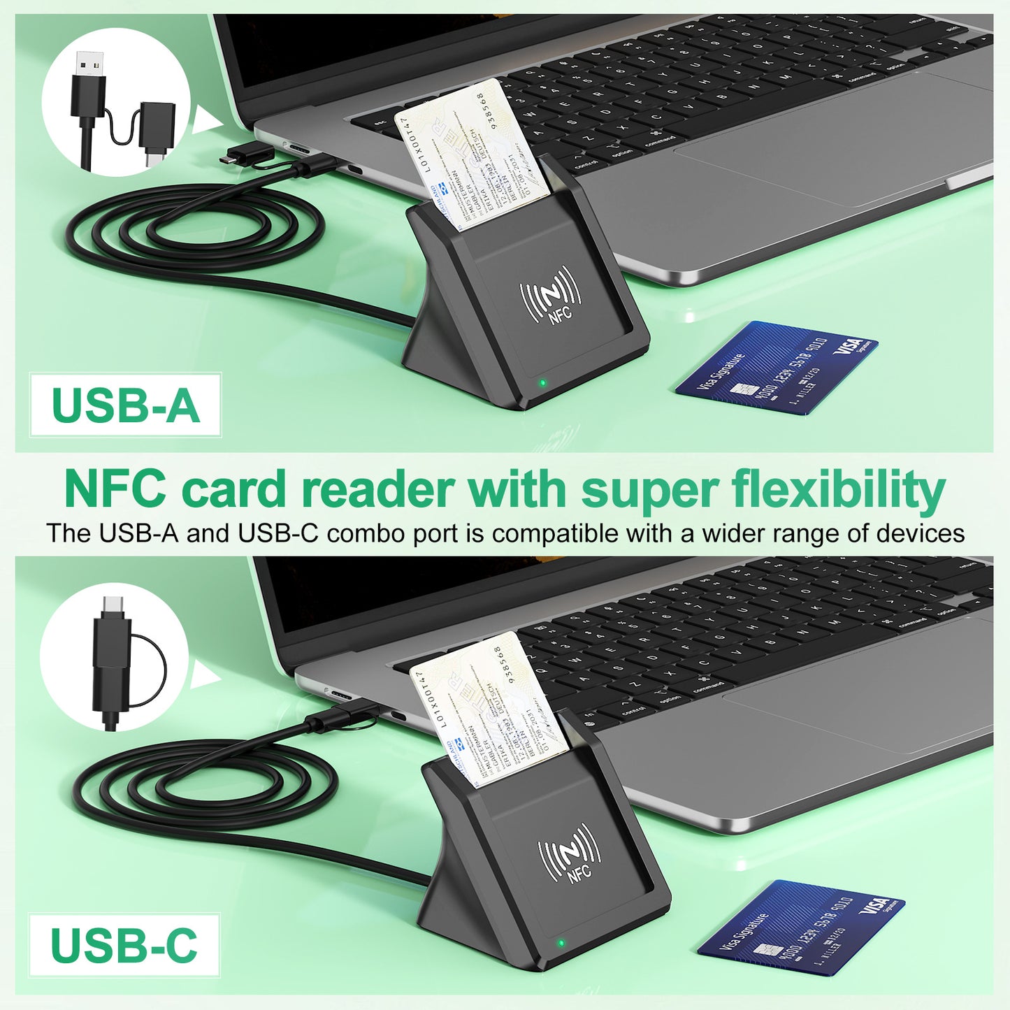 CR393 ISO7816 + ISO14443 intelligent card reader for ID/IC/CAC bank tax filing, contact/sensor type card reader