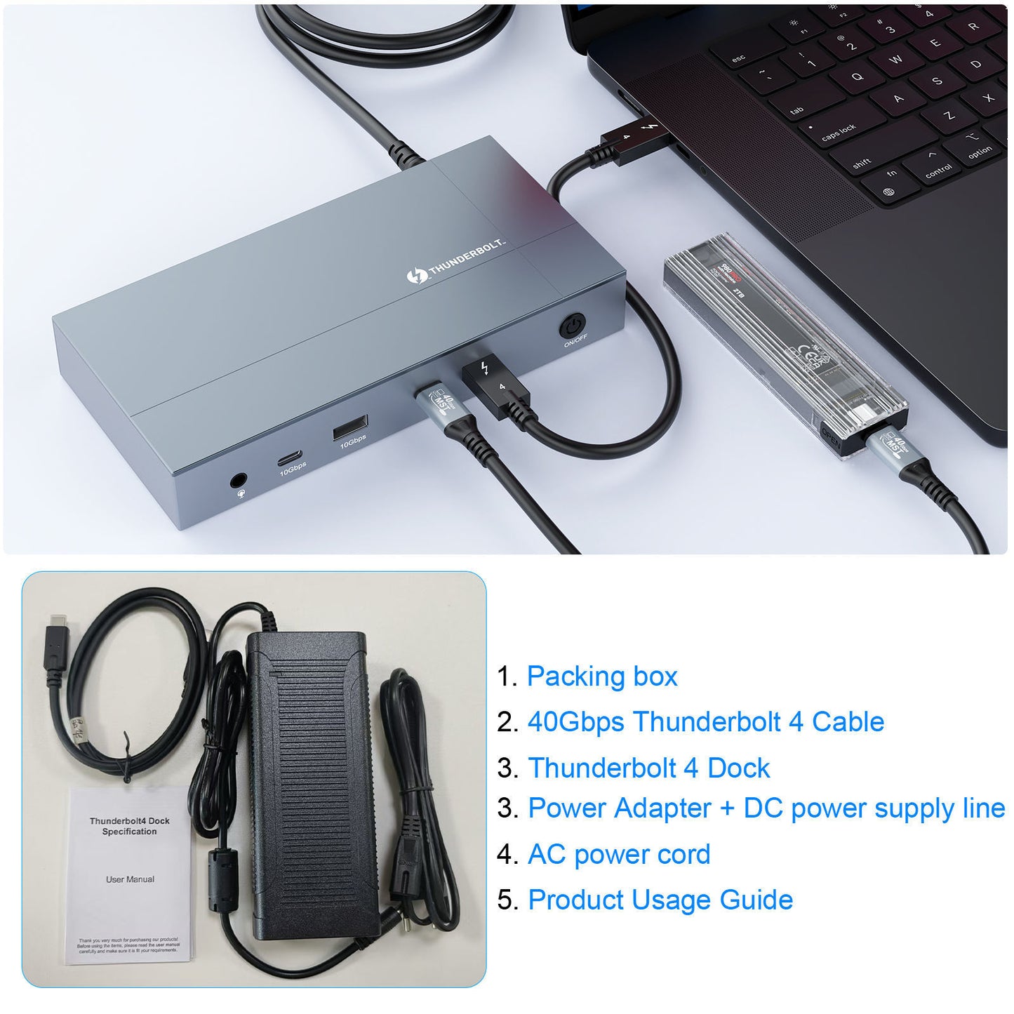 TB003 Thunderbolt 4 docking station has passed certification, featuring 40Gbps data transfer rate, multi-screen display, and 8K ultra-high-definition capabilities. It is also equipped with USB 4 expansion port
