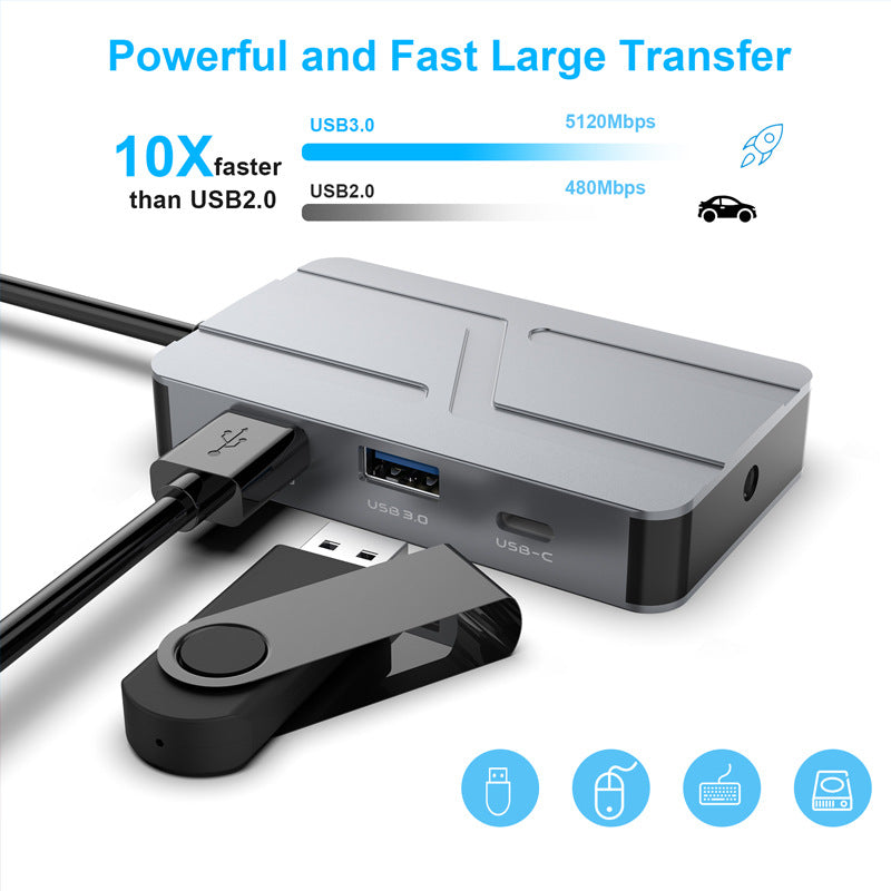 HC458 Seven-in-One Type C Expansion Dock HUB with HDMI/VGA Hub and Audio Port Expansion Dock USB HUB