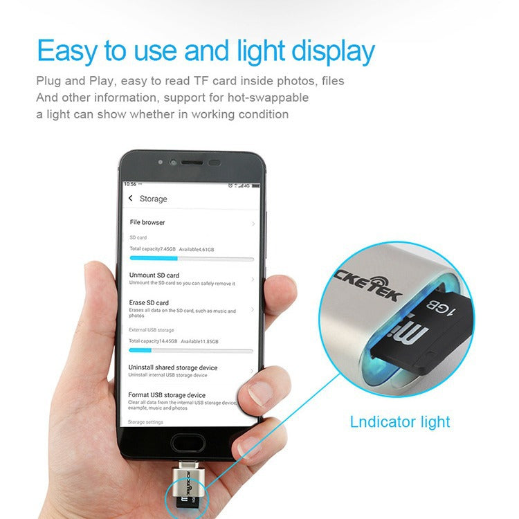 TCR4 Type-C TF card reader is suitable for mobile phones, computers, USB card readers and OTG adapters