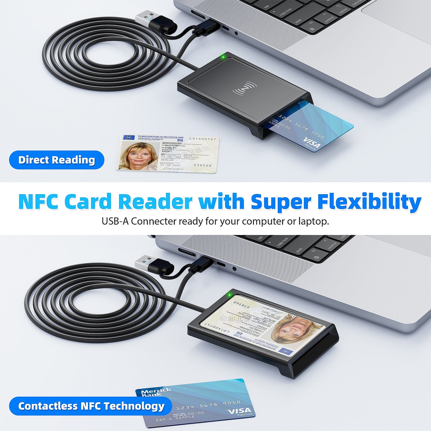 WCR330B-D tuch type + NFC reader intelligent card reader IC ID card bank card tax filing ID card RFID reader