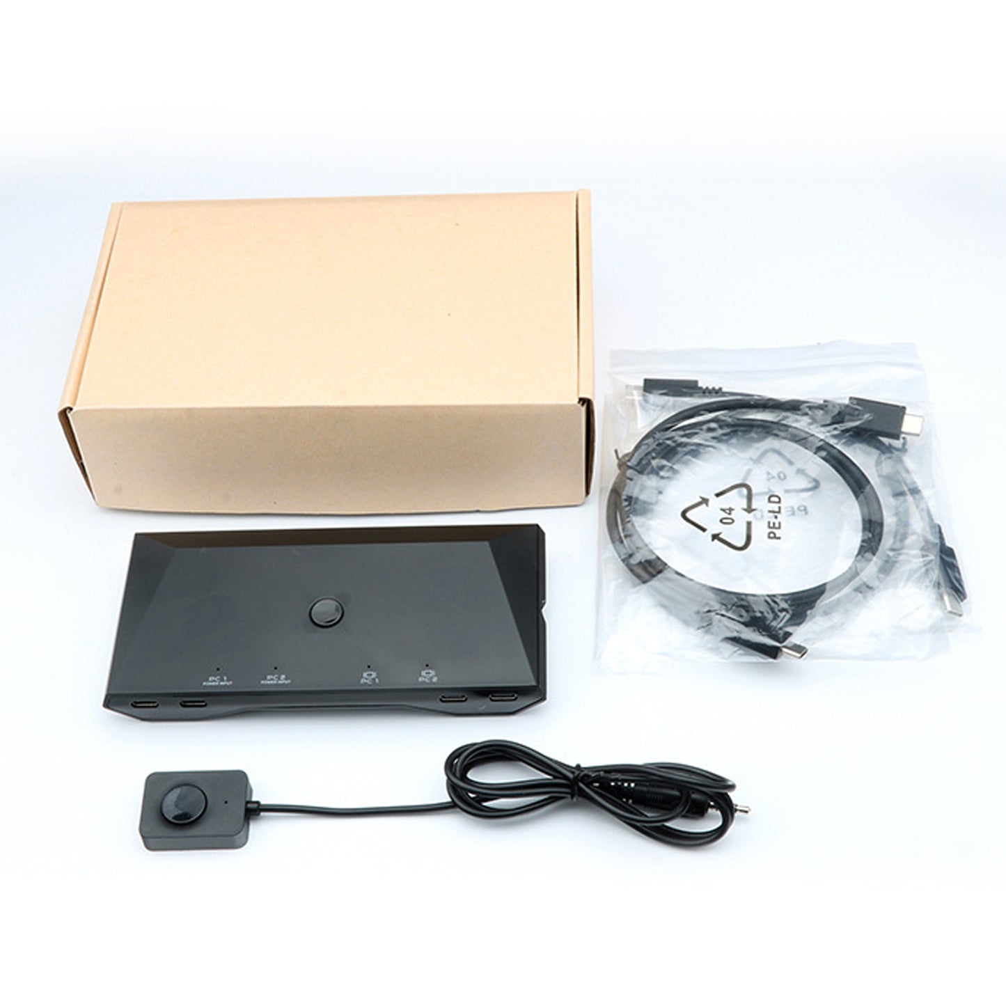 KVM505 Type-C notebook-specific KVM switcher with two inputs and one output for 4K 60Hz mouse, keyboard and printer sharing