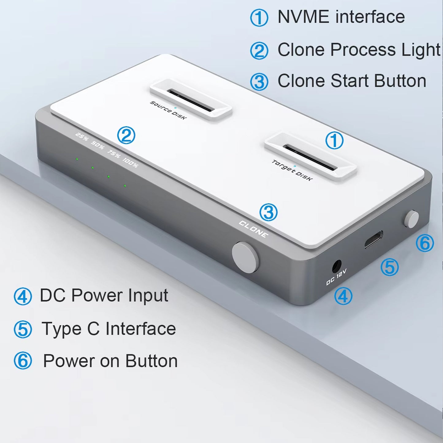 ME922 M.2 NVMe solid-state drive enclosure for offline data copying of 8TB dual-drive USB 3.2 Gen2 portable hard drive enclosure